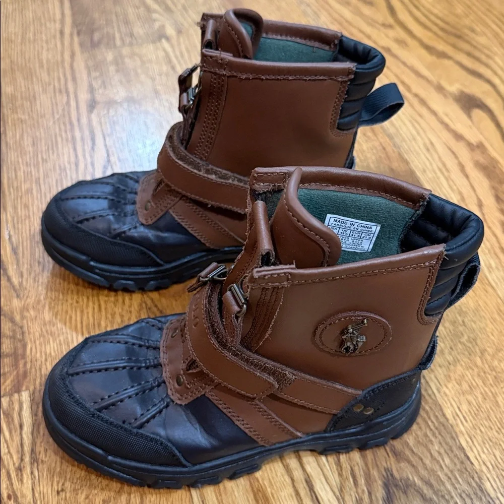 Polo Ralph Lauren Conquered Hi Boots. Size 1. Chocolate/Tan Leather. Like New.